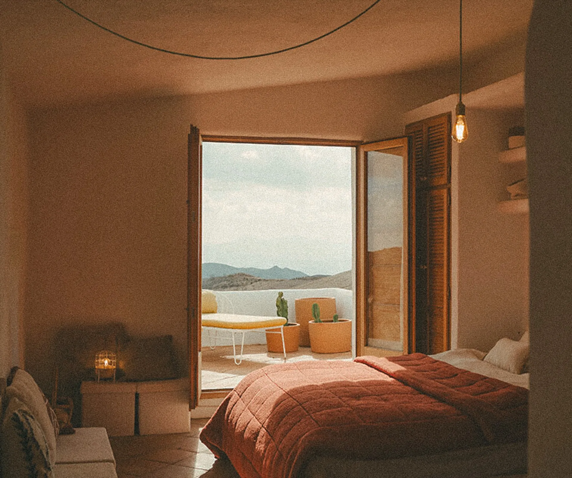Slaapkamer met uitzicht op de vallei