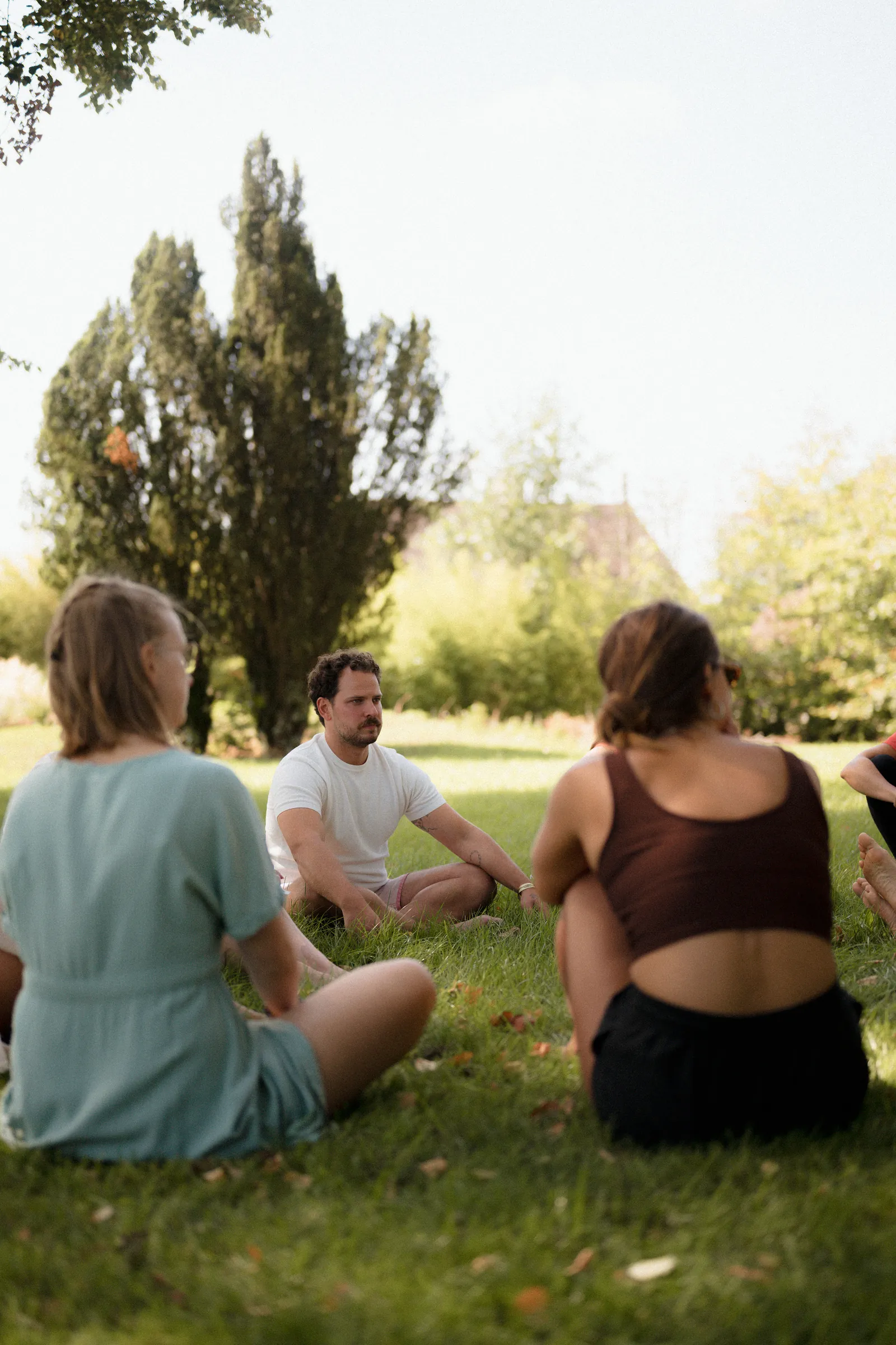 Founders in een kring in het gras